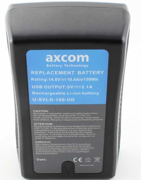 Axcom U-SVLO-150-UD Li-Ion V-Mount Akku 14,8V 150 Wh (mit USB und D-tap)